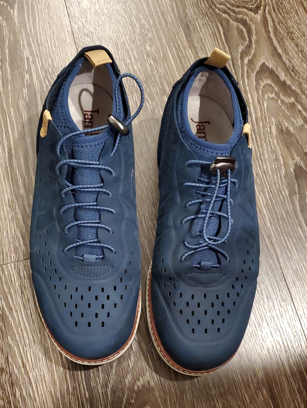 Jambu Navy Perforated Men's Leather Casual Shoes